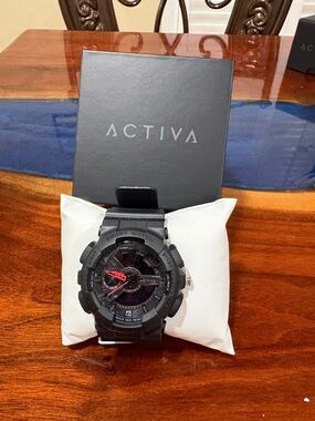 Ativa Black Sport Watch with Red Hands